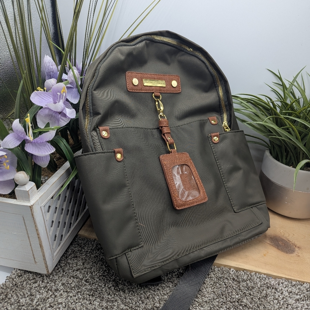 Adrianne Vittadini Green Water resistant Zip Around Nylon Adjustable Back Pack
